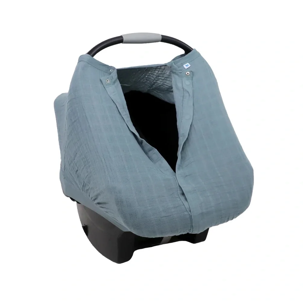 Stretchy Muslin Car Seat Cover for Kids - Dusty Blue